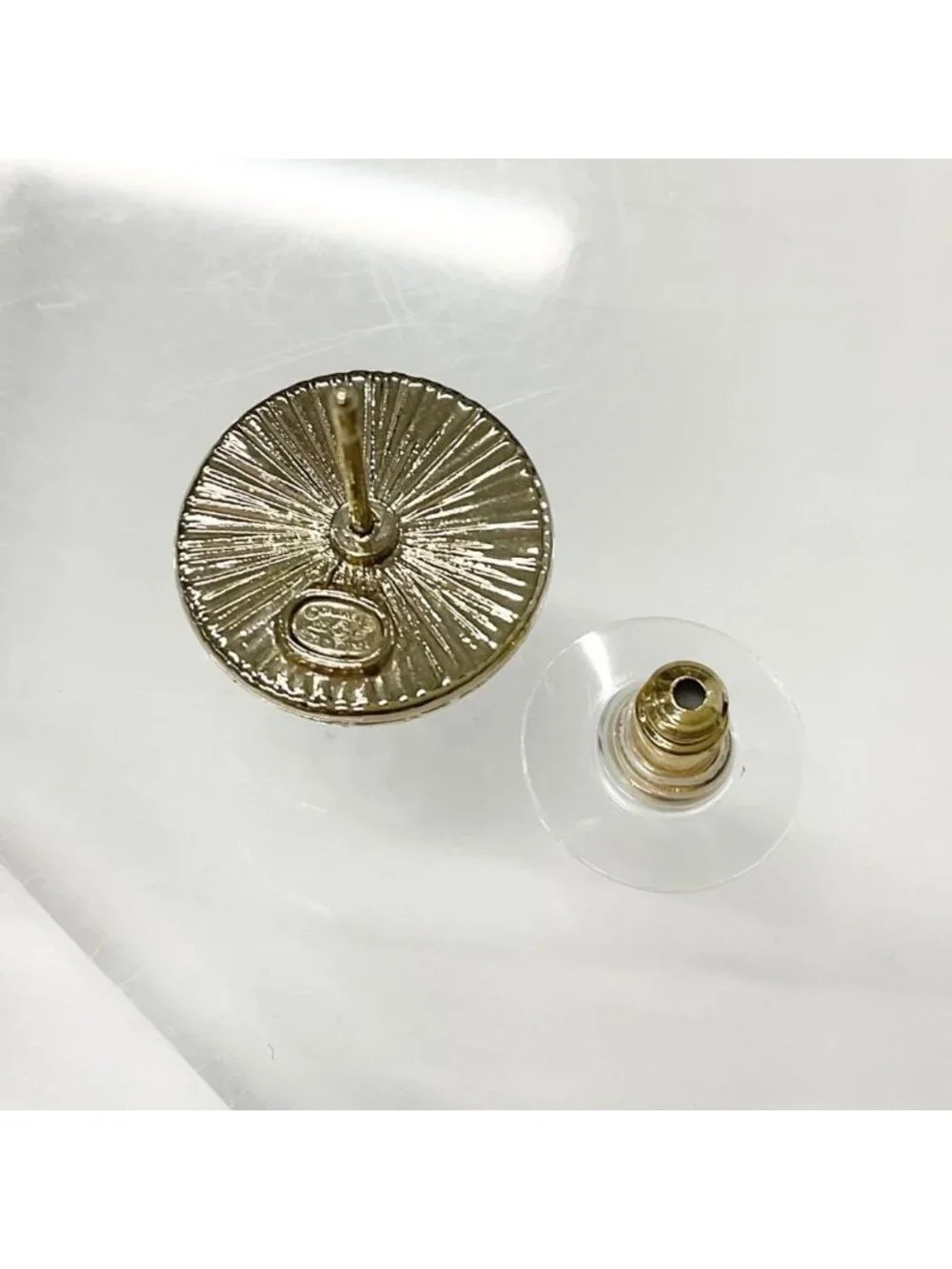 Chanel Earrings CC Logo Rhinestone Gold